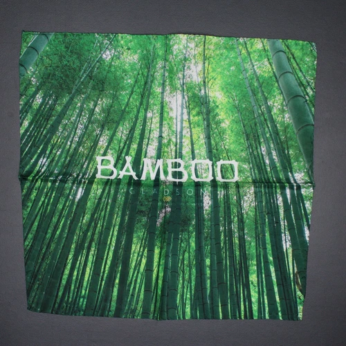 NEW Gladson Mens Silk Pocket Square 12.5” Green Bamboo Print Italy Rolled Edge