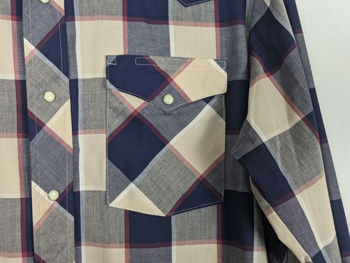 Vintage Wrangler plaid long sleeved snap button men western shirt L - Picture 5 of 8