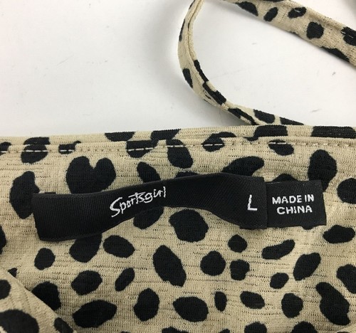 Sportsgirl Dress Beige Size L 12 14 Leopard Print Halter Tie Backless Stretch - Picture 10 of 13