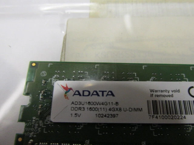 ADATA 4GB 1 X 4GB PC3-12800 DDR3 NON-ECC UNBUF 240PIN AD3U1600W4G11-B - Image 2 of 2