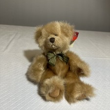 Russ Stuffed Animal Berrie Barrington Plush 10" Teddy Bear Brown w/ Green Bow