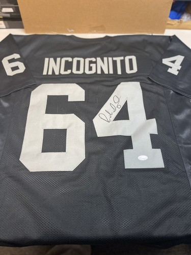 Las Vegas RAIDERS RIchie Incognito #64 SIGNED Black Home JERSEY  JSA RARE - Afbeelding 1 van 2