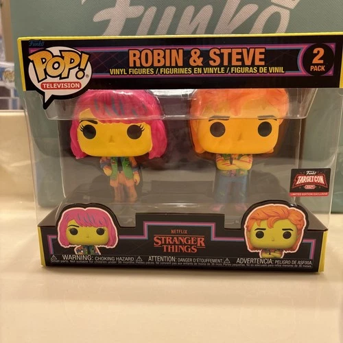 MINT Funko Pop!Robin & Steve 2 Pk TargetCon Exclusive Stranger Things BLACKLIGHT