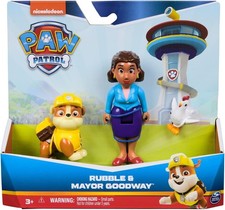 Paw Patrol Rubble, Mayor Goodway and Chickaletta Figures, Kids’ Toys for... 