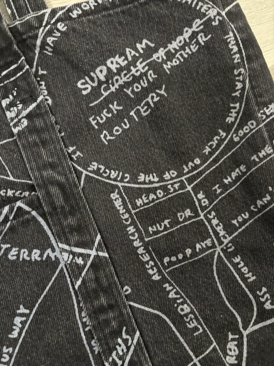 Supreme Gonz Map Denim Tote Bag SS19 Black Backpack Patchwork