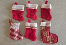 Vintage Lot Of 6 Mini Christmas Stockings 