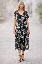 Women’s Y2K Floral Ruffle Midi Dress Easter Fairy Whimsical Size 16