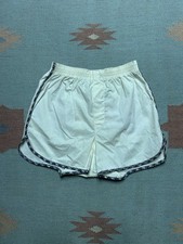 Vintage 70s Grants gym shorts poly cotton white plaid athletic NOS women  s small