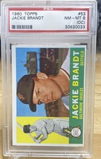 JACKIE BRANDT PSA 8 1960 TOPPS BASEBALL #53 ORIOLES