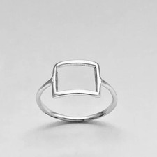 925 Sterling Silver, Solid Silver, Band Ring, Open Square Ring