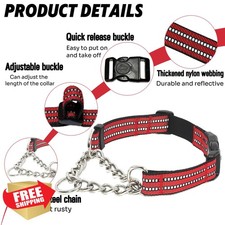 Martingale Dog Collar Red S Reflective Nylon Chain Quick Release