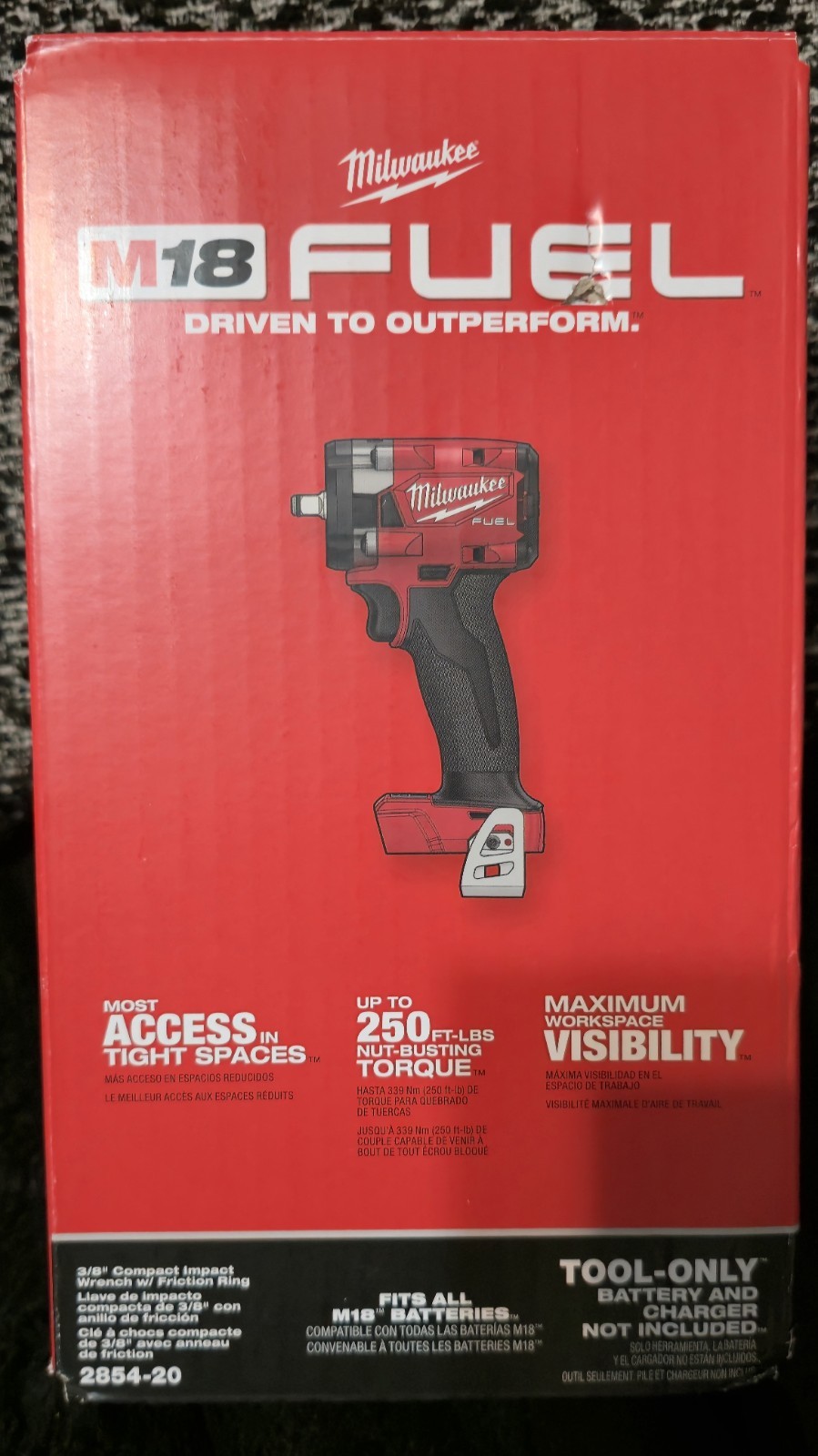 Milwaukee M18 FUEL 3/8in Compact Brushless Impact Wrench 250ft-lb 2854-20