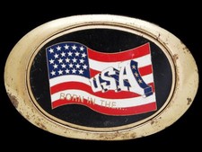 KF27121 FANTASTIC VINTAGE 1970s  BORN IN THE U.S.A.  BRASSTONE BELT BUCKLE