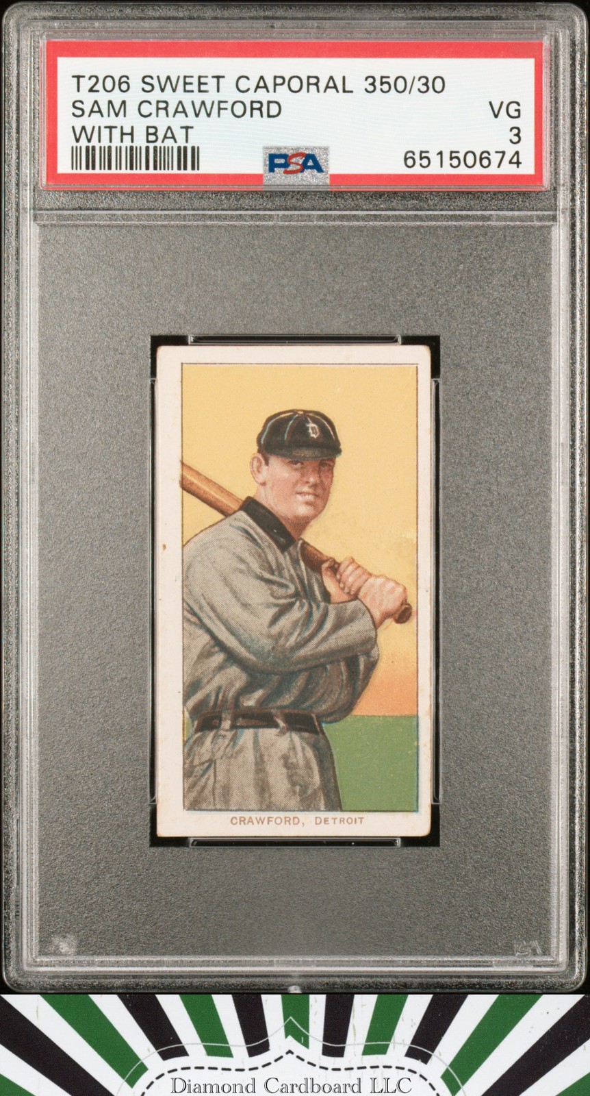 1909 T206 Sweet Caporal Sam Crawford With Bat PSA 3