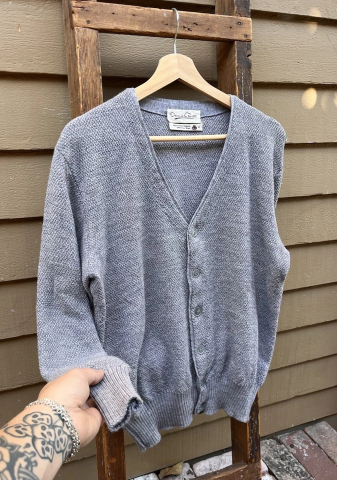 Cárdigan de Lana Oscar De La Renta Vintage Pasarela Años 90 Gris Hecho en Australia M Foto 4 de 4
