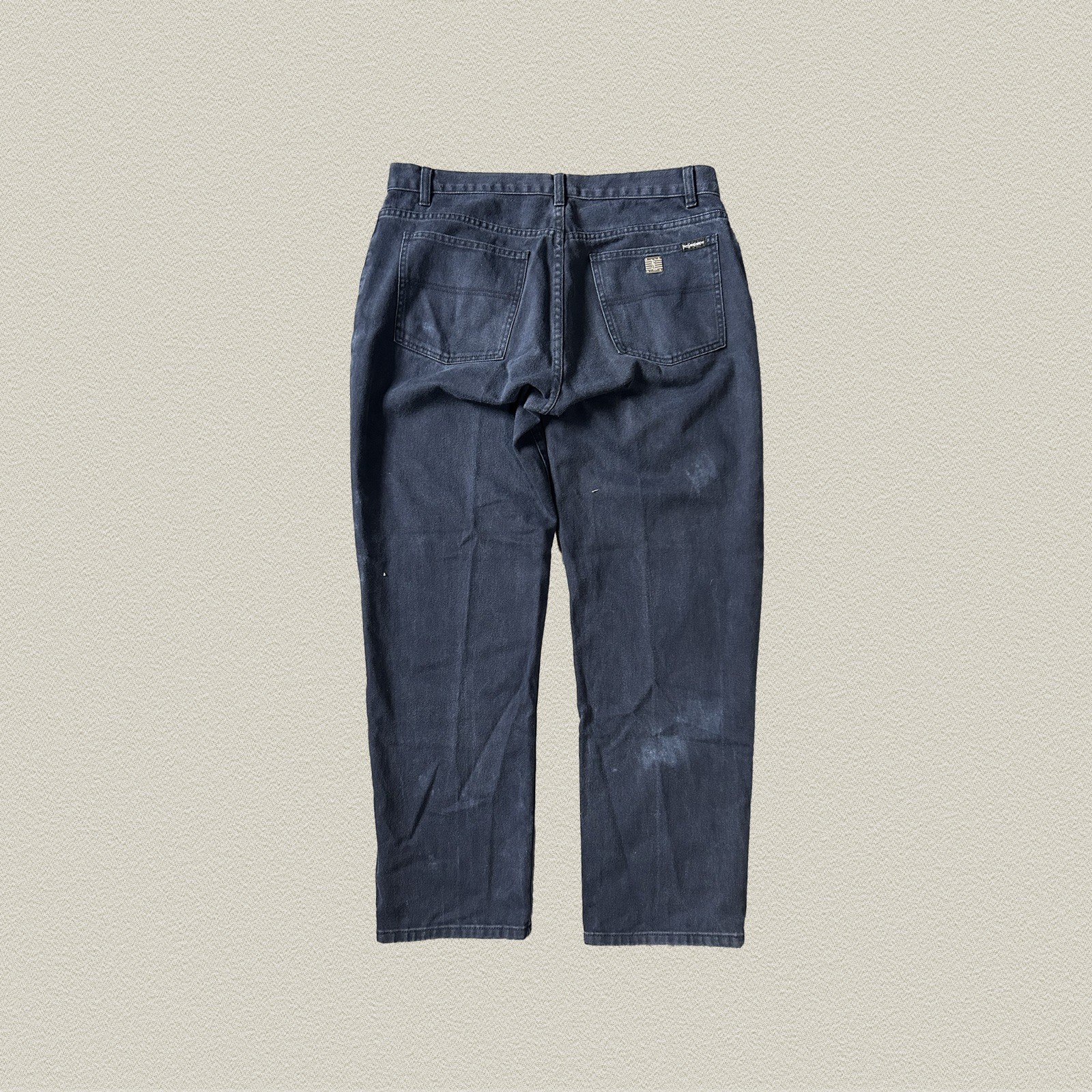 Yves Saint Laurent YSL Vintage 80s Hong Kong Made Men’s Navy Denim Jeans W38 L32 thumbnail 2