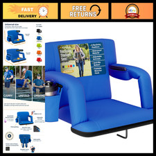 Wide Reclining Stadium Seat - Comfortable Bleacher Chair with Armrests, Pockets