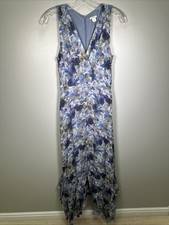 Sundance Champs De Fleur Maxi Dress 8 Blue Floral Wedding Formal Classic