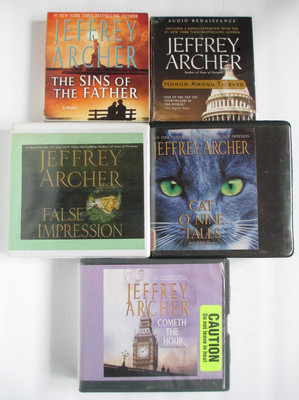 Lot: 5 Jeffrey Archer CD AudioBooks False Impression Cat O' Nine Tales ++