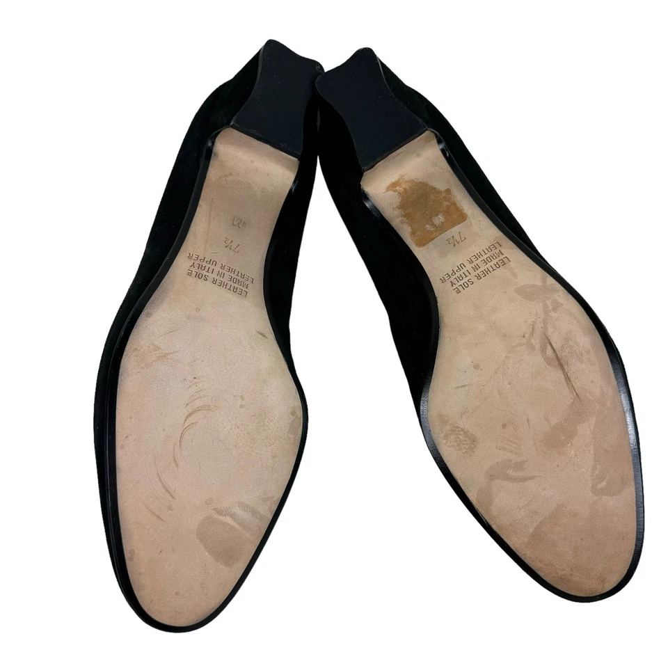 Винтажные черные замшевые кожаные мокасины без задника D'Rossana сделано в Италии 7,5 М - Изображение 4 из 4