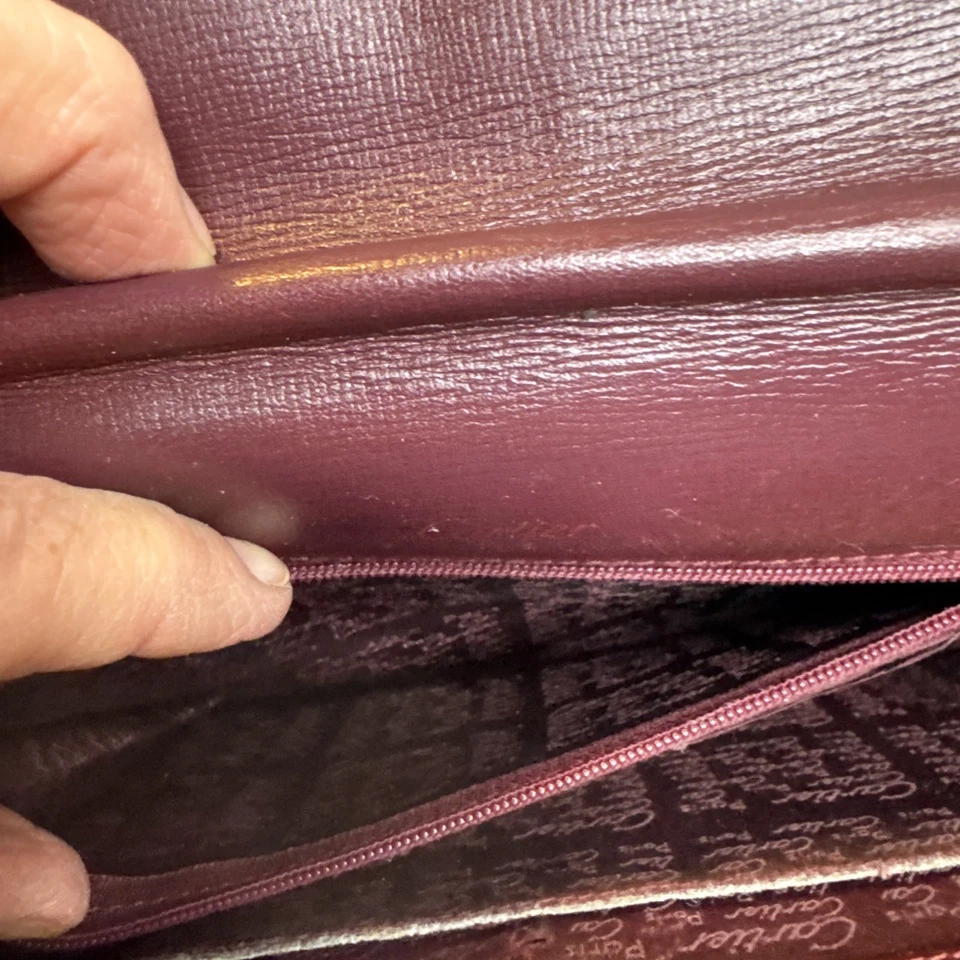Cartier Paris Auténtico Mastline Burdeos Cuero Rojo Bolso sin asas Muñequera Certificado de Autenticidad Foto 4 de 4