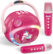 Mini Karaoke Machine for Kids Girl, Kids Microphone Portable Bluetooth Speakers