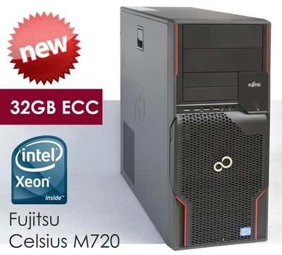 COMPUTER FUJITSU CELSIUS M720 XEON E5 32GB ECC RAM 1TB HDD NVIDIA GRAFIK NEU - Bild 1 von 4