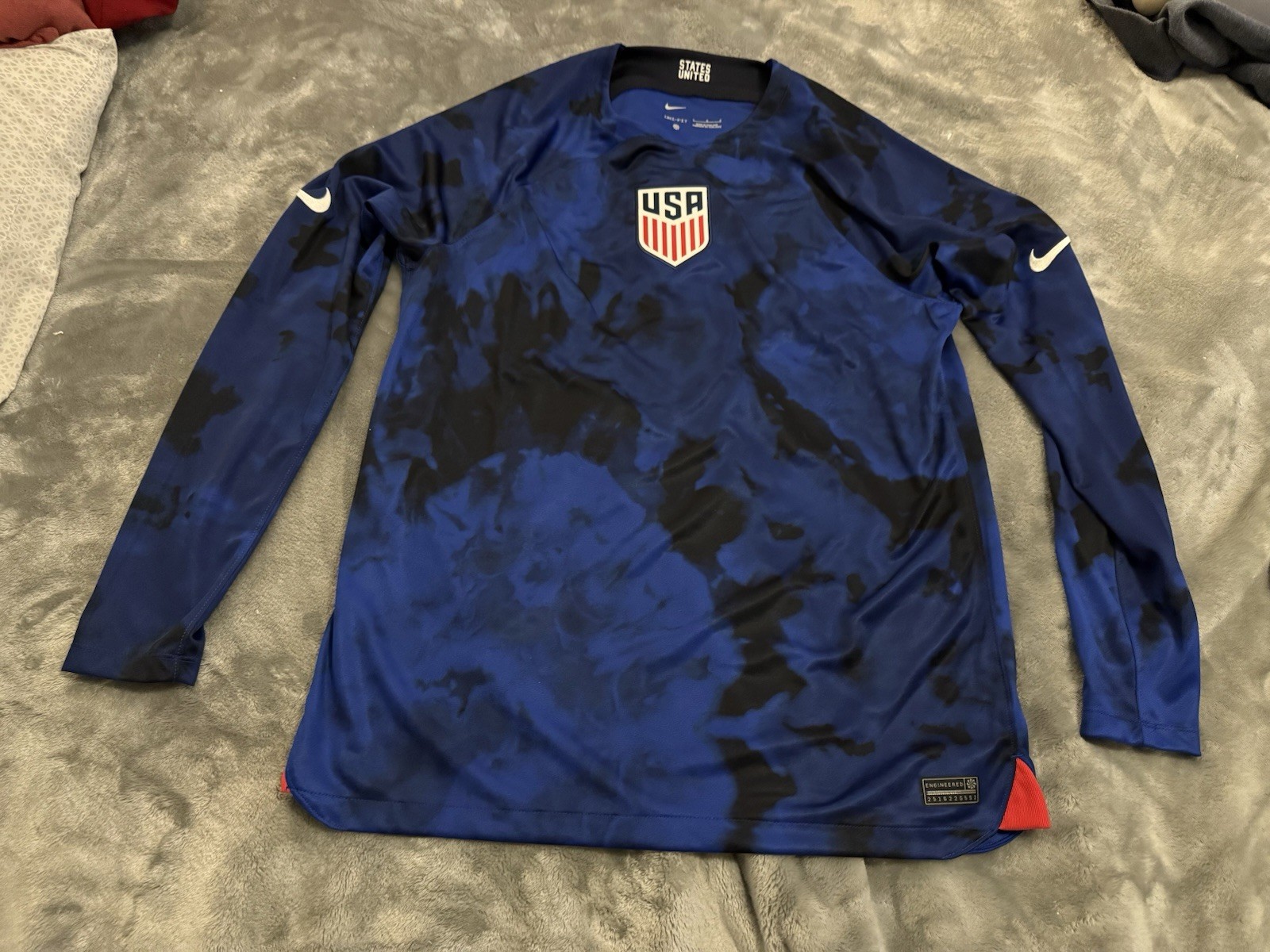 Nike USA 2022/23 Stadium Away Men's Dri-FIT USMNT Soccer Jersey Large Blue L/S