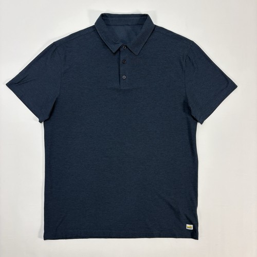 Vuori Polo Shirt Mens Large Navy Heather Strato Tech Performance Golf Stretch