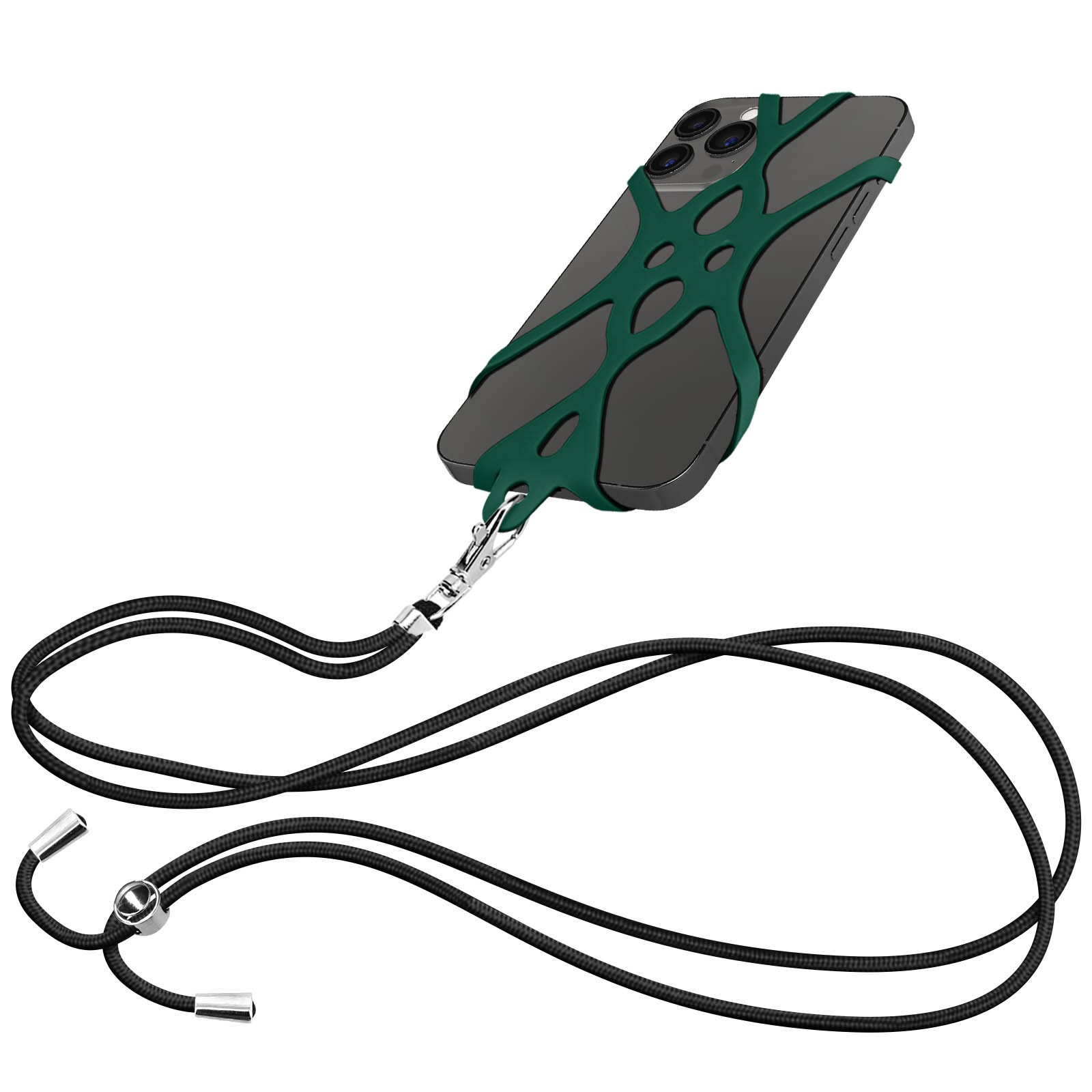 Cordon de téléphone vert foncé réglable 90cm Avizar avec support silicone