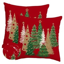 Christmas Pillow Covers 18x18 Inch Outdoor 18" x 18" Pack of 2 Dark Red