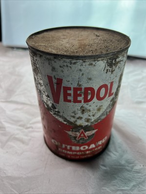 Vintage Veedol Outboard Motor Oil Can   1 Quart   Tidewater Oil Co.