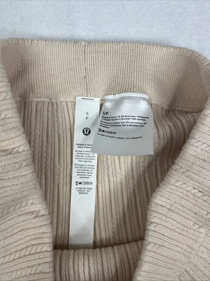 $168 Pantalón Lululemon Acanalado Lana Merino Para Mujer Talla S Pantalón Deportivo Pesado Hueso Cómodo Foto 4 de 4