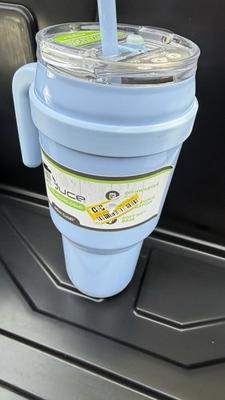 #ad 40oz Insulated Tumbler w Handle amp; Straw Blue Stanley Style Cup Leakproof $17.99