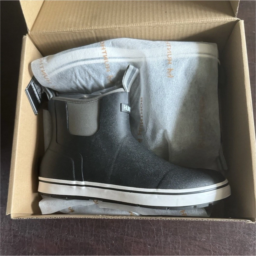 Hunthor Men's Waterproof Anti-Slip Deck Boots Black Size 10 Pull On
