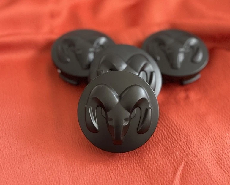 4 Matte Black Dodge 63mm Wheel Center Caps Fits Challenger Charger RAM 1500 - Image 3 of 4