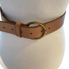 Frye Belt Small Tan Gold Tone Flat Leather Belt Bohemian Boho Minimalist XL NWOT