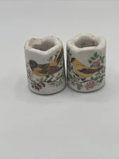 Vintage Mini Candlestick Holder With Goldfinch Made By Funny Design West Germany