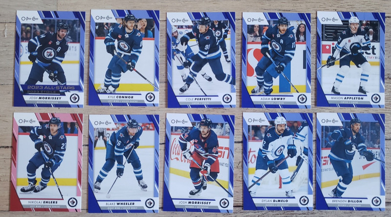 2023-24 OPC Hockey Winnipeg Jets Blue/Red Border Parallel 10 Card Lot-Connor