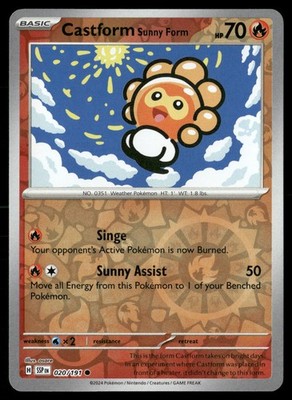 Castform Sunny Form 020/191 Common Surging Sparks Pokemon Reverse Holo LP