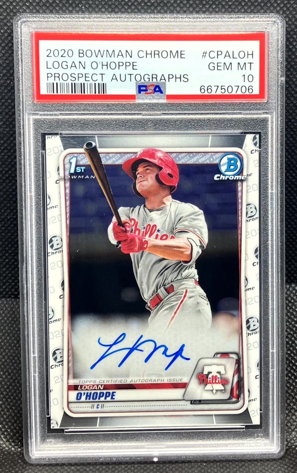 LOGAN O'HOPPE 2020 1st Bowman Chrome Prospect Auto PSA 10