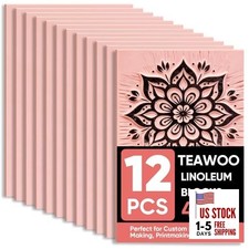 TEAWOO 12Pcs Linoleum Blocks for Printmaking 4"x6" Premium Rubber Stamps,
