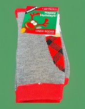 Holiday Gnome Elf Crew Sock 9-11 Christmas Socks Naughty Nice Seasonal New