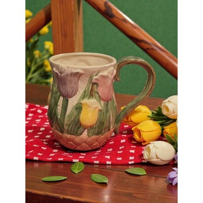 Fitz and Floyd OCI Tulip Mug Vintage 1993 Handpainted Earthenware 