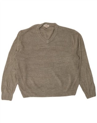 DOCKERS Herren V-Neck Pullover Pulli XL Khaki Gefleckt Acryl CE02
