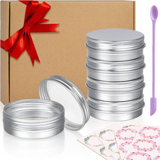 Aluminum Tin Cans, 24PCS 2 Oz Metal round Containers Screw Lid Empty Small Trav