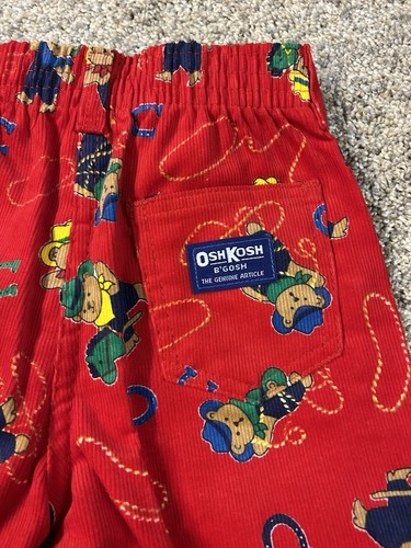Vintage Oshkosh Bgosh Nursery Rhyme Red Corduroy Cowboy Teddy pants 3T - Picture 5 of 9