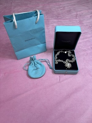 Tiffany & Co. Sterling Silber 925 Sonne Charm Anhänger Halskette Rolo Kette Karabiner