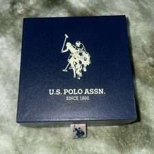 U.S. Polo Assn. Men's 3-Piece Watch Bracelet Set Silver/Gold Rhinestone