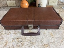Vintage Cassette Tape Storage Case Brown with 24 Country Music Cassettes